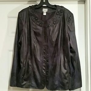 Chico's Navy Blue/Black Faux Snakeskin Jkt Sz 3